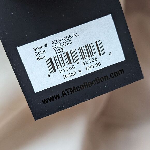 ATM NWT Anthony Thomas Melillo Metallic Nubuck Leather Tote in Beige Gold - Picture 6 of 15